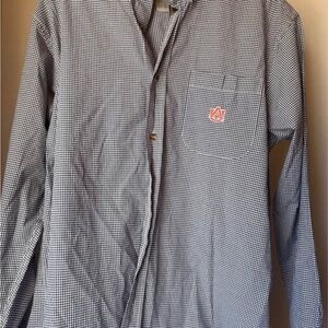 Men's Auburn University Checkered Button-Down Shirt - Black and White